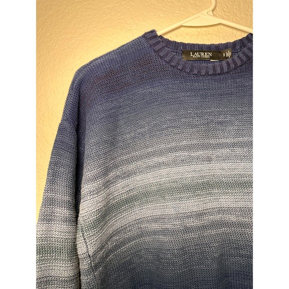 Lauren Ralph Lauren Blue Ombre Gradient Cotton Linen Knit Sweater Womens SP - Picture 5 of 9